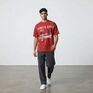 Hard Rock Cafe T-SHIRT Size Large Unisex Maroon Punta Cana Cotton Crew Neck GUC